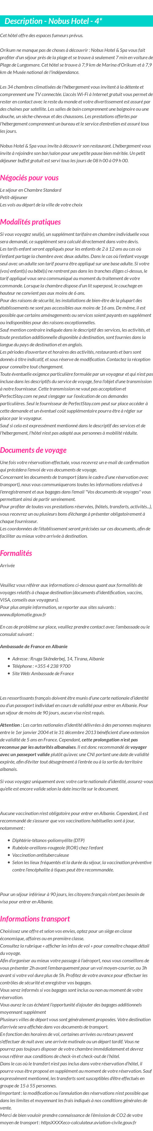 Détails du séjour