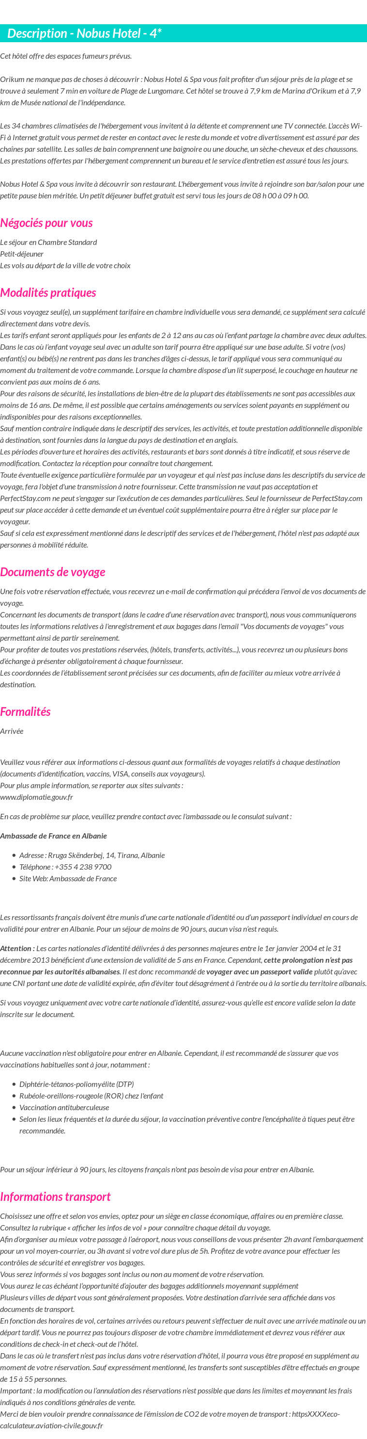 Détails du séjour