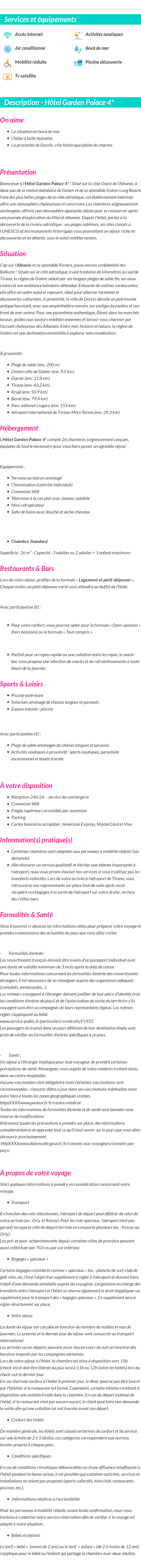 Détails du séjour