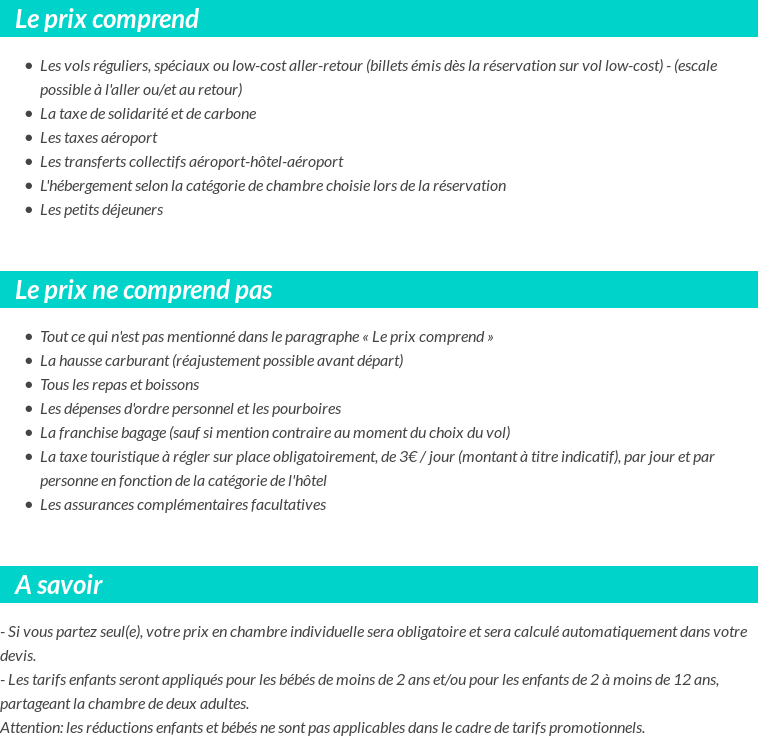 Conditions tarifaires