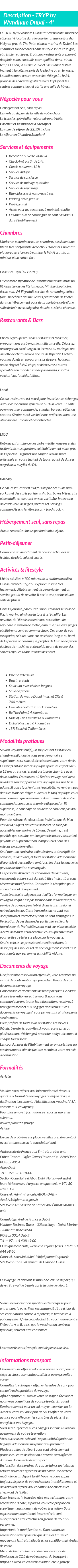 Détails du séjour
