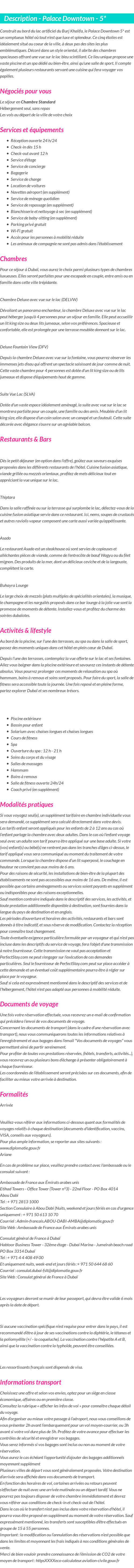 Détails du séjour