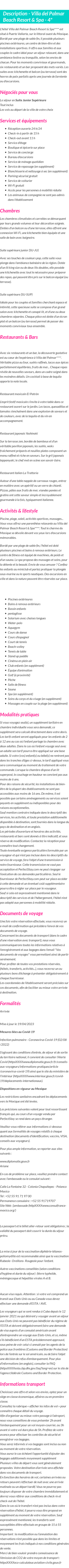 Détails du séjour