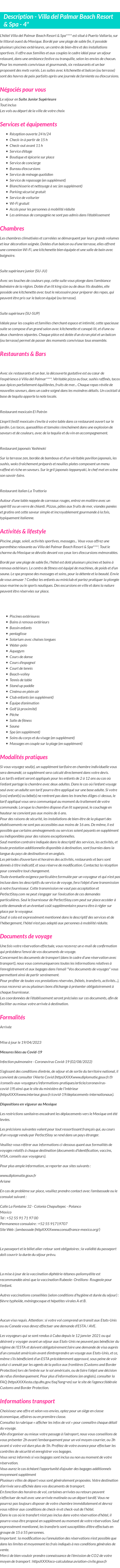 Détails du séjour