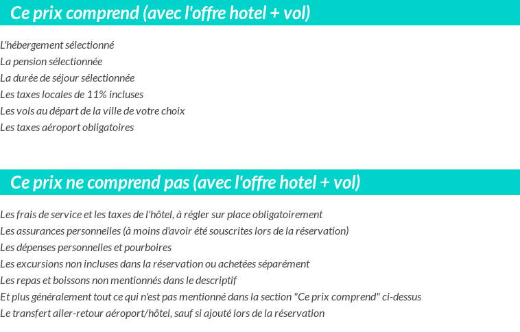 Conditions tarifaires