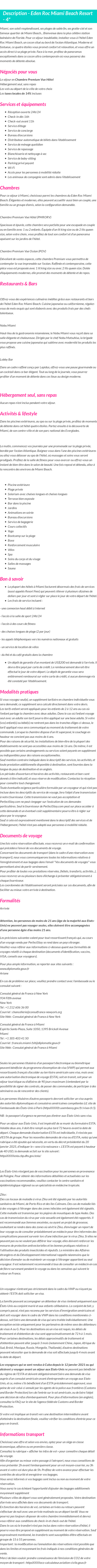 Détails du séjour