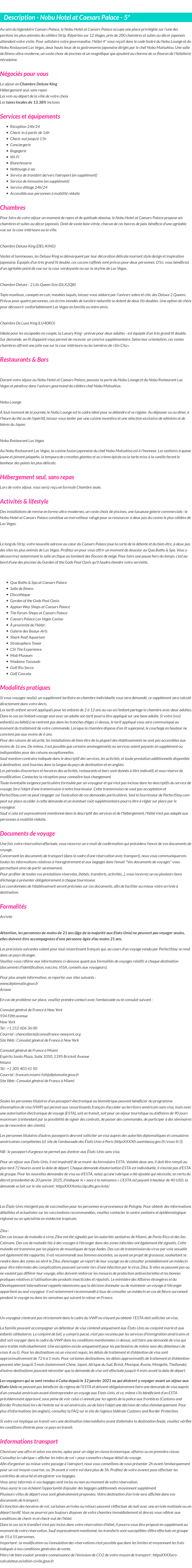 Détails du séjour