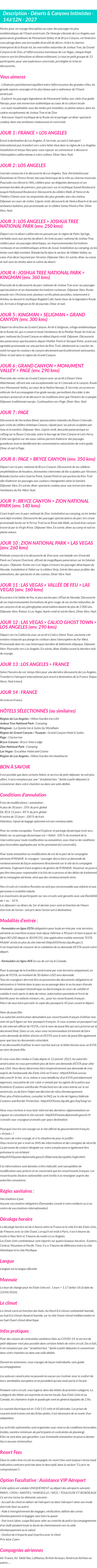 Détails du séjour