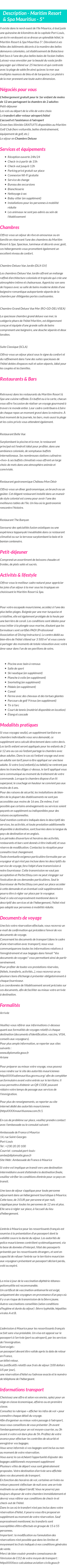 Détails du séjour