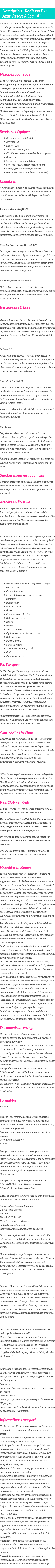 Détails du séjour