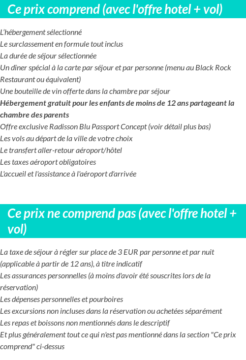Conditions tarifaires