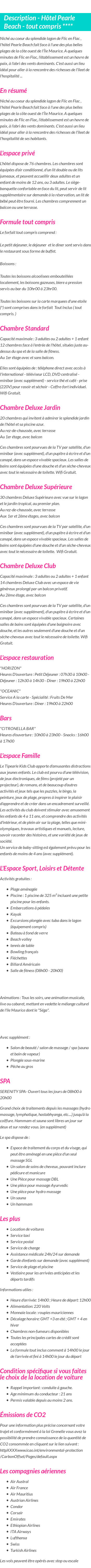 Détails du séjour