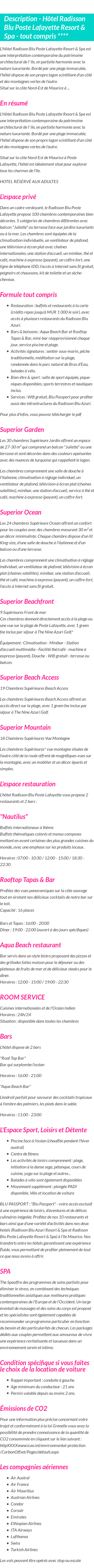 Détails du séjour