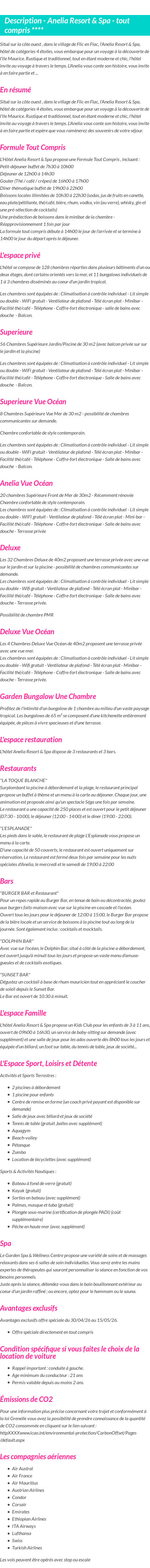 Détails du séjour