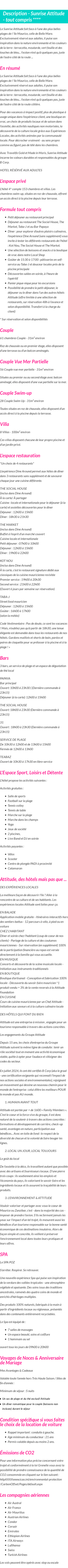 Détails du séjour