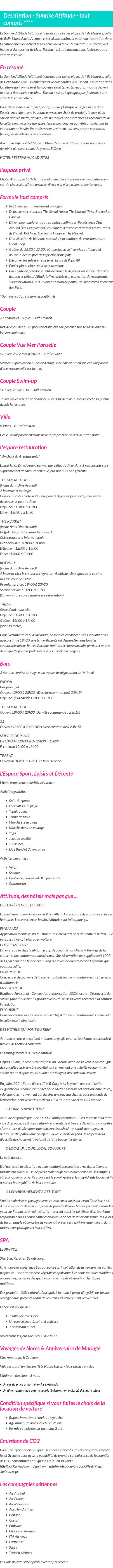 Détails du séjour