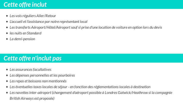 Conditions tarifaires
