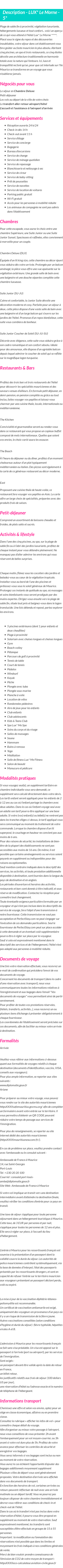 Détails du séjour