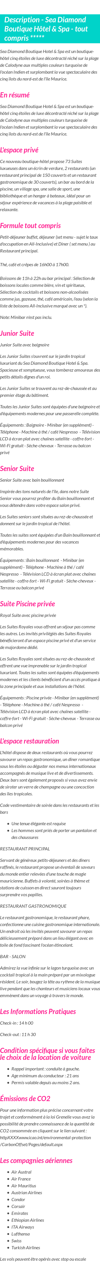 Détails du séjour
