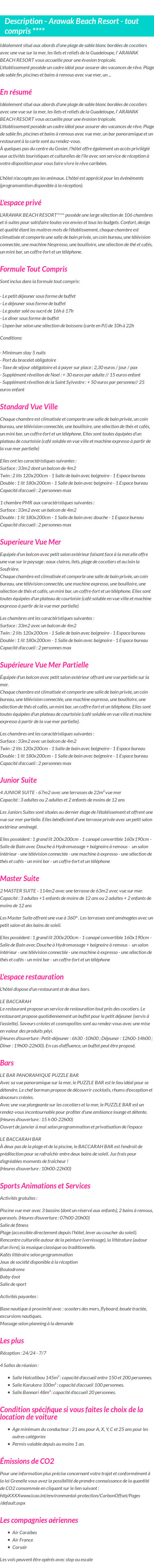 Détails du séjour