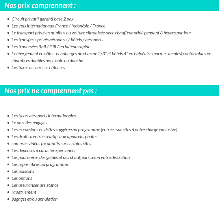 Conditions tarifaires