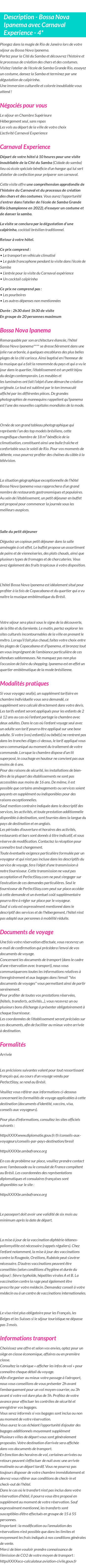 Détails du séjour