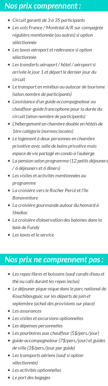 Conditions tarifaires
