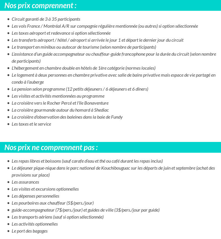 Conditions tarifaires