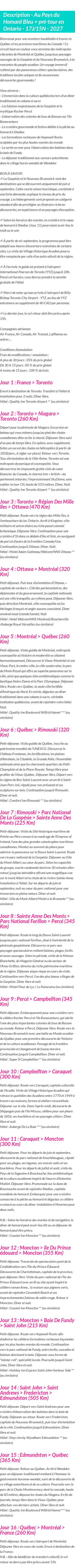 Détails du séjour