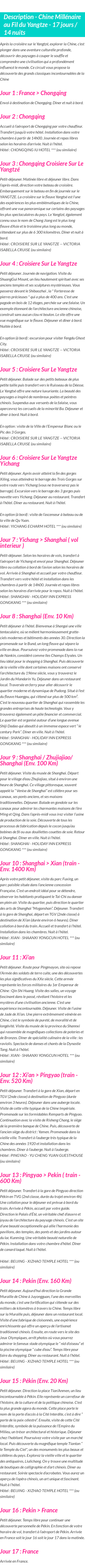 Détails du séjour