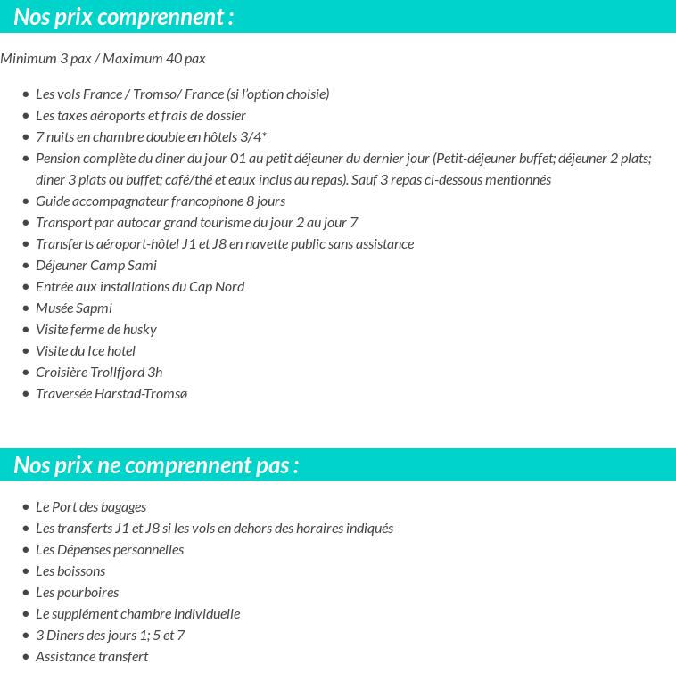 Conditions tarifaires