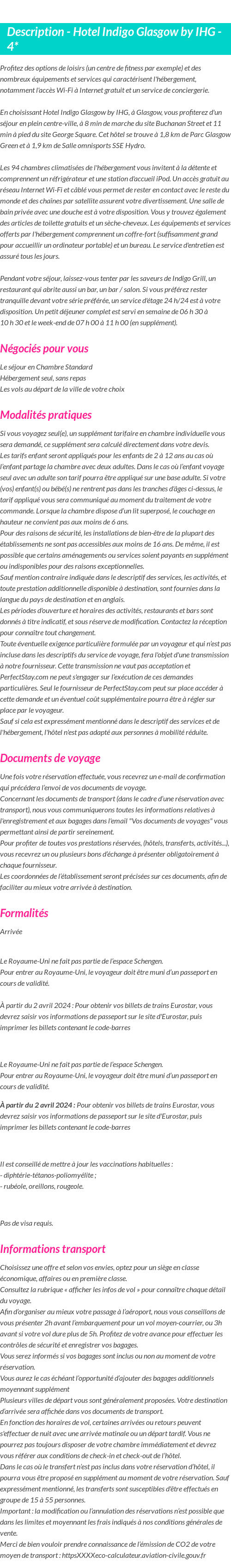 Détails du séjour