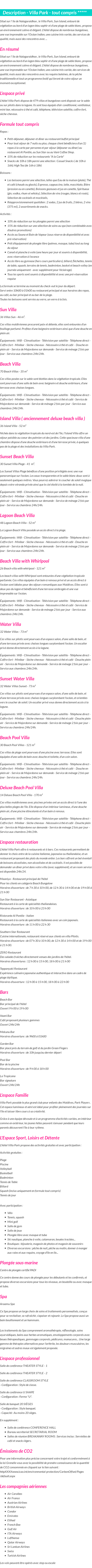 Détails du séjour