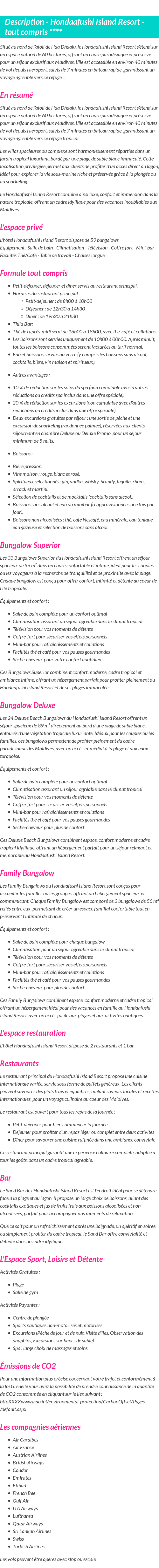 Détails du séjour