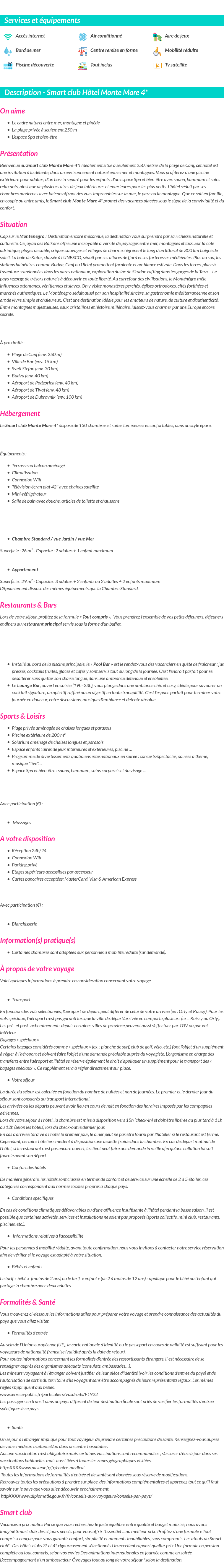 Détails du séjour