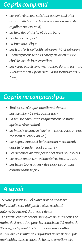 Conditions tarifaires