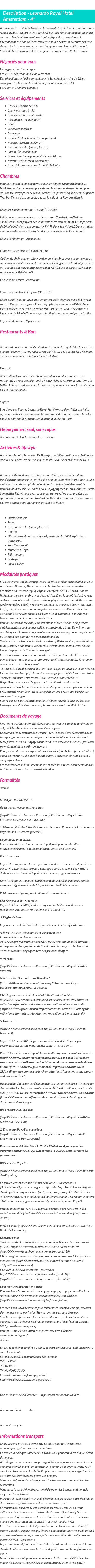 Détails du séjour