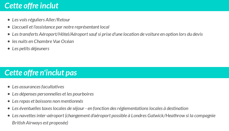 Conditions tarifaires