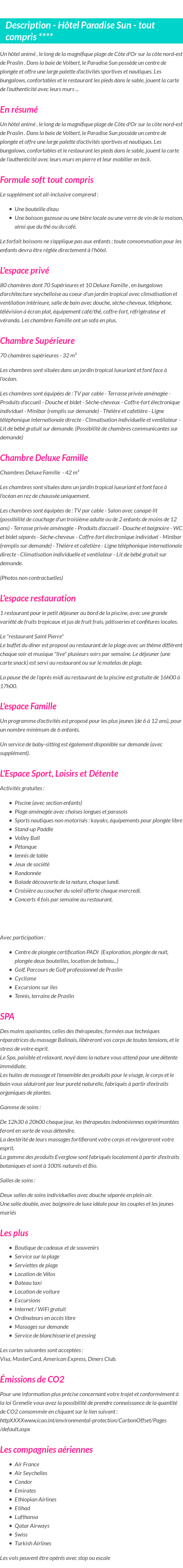 Détails du séjour
