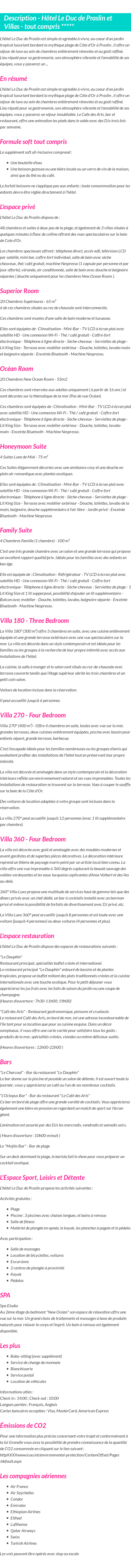 Détails du séjour