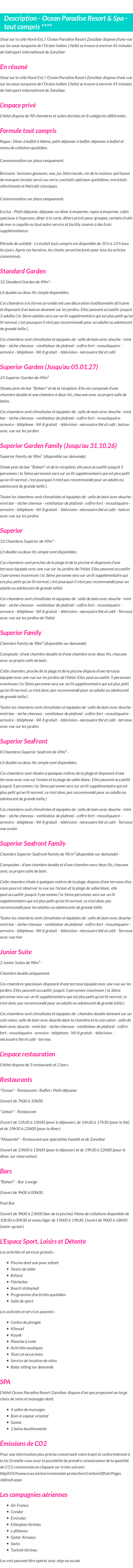 Détails du séjour