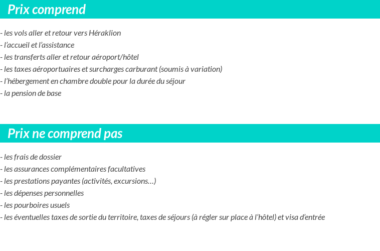 Conditions tarifaires