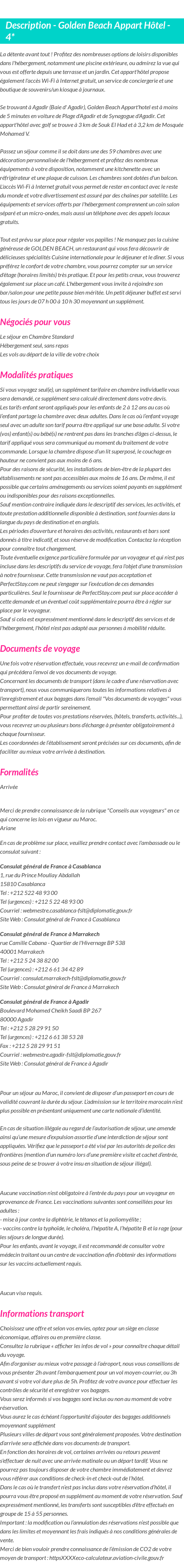 Détails du séjour