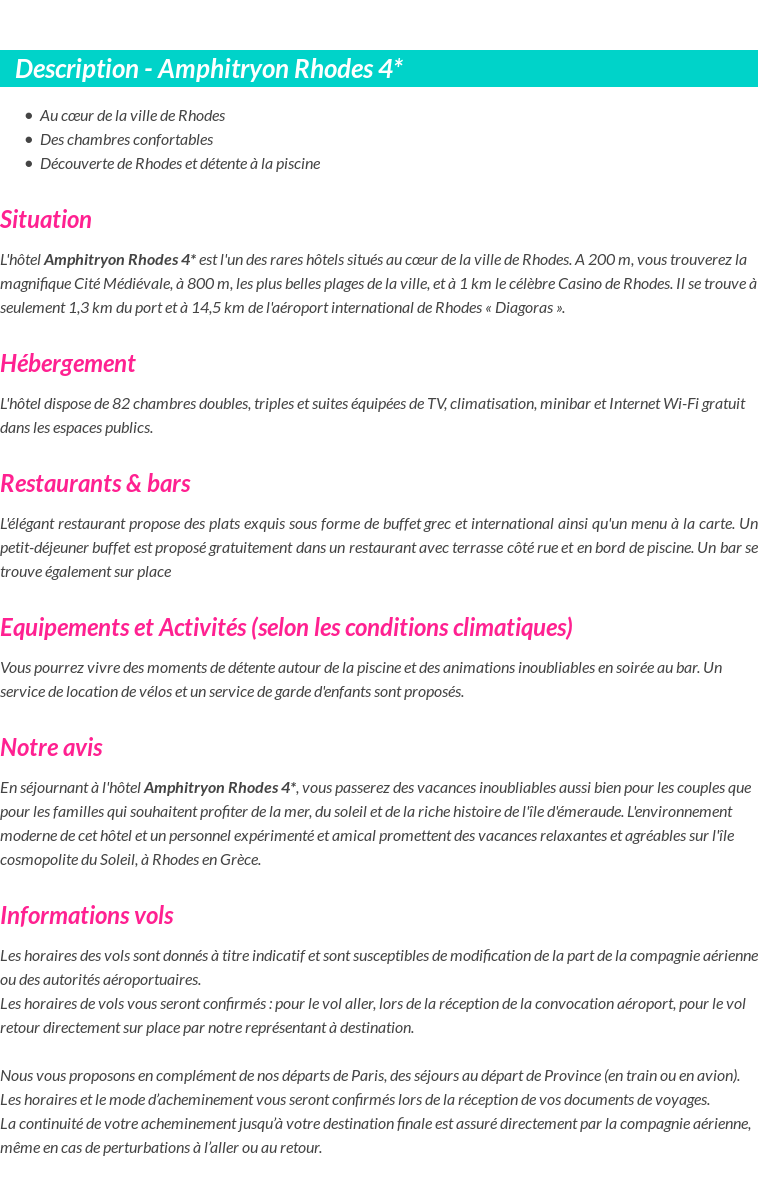 Détails du séjour