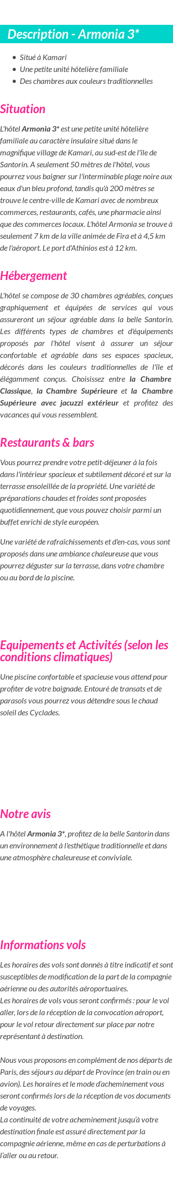 Détails du séjour