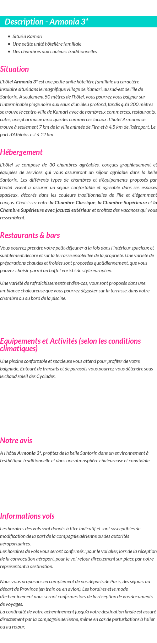Détails du séjour
