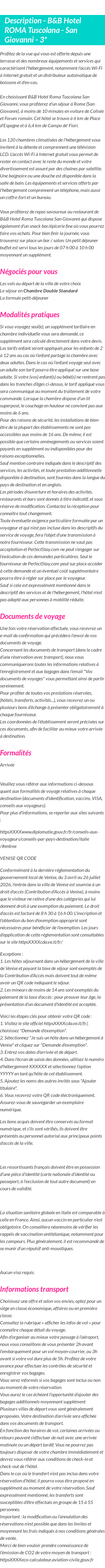 Détails du séjour