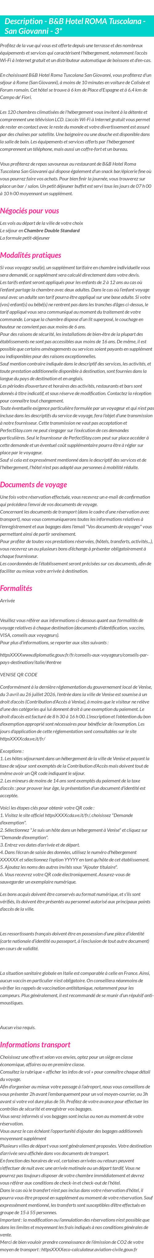 Détails du séjour