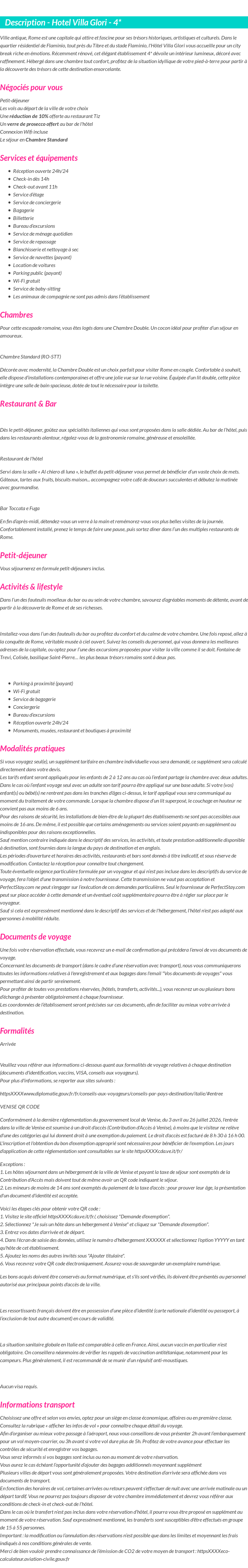 Détails du séjour
