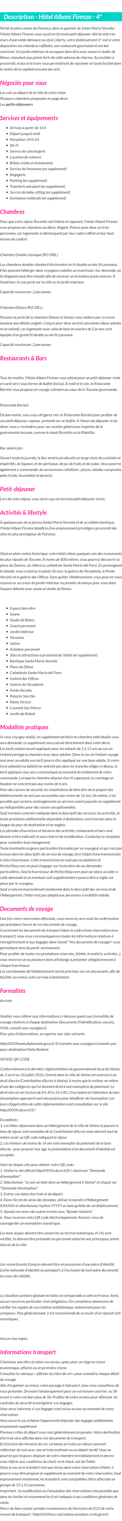 Détails du séjour